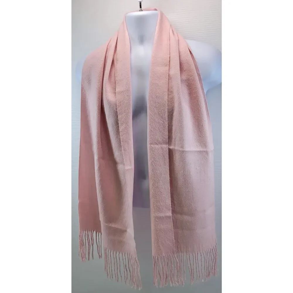 L7) Women Pink Fringed Tassel Fringed Winter Scarf 62